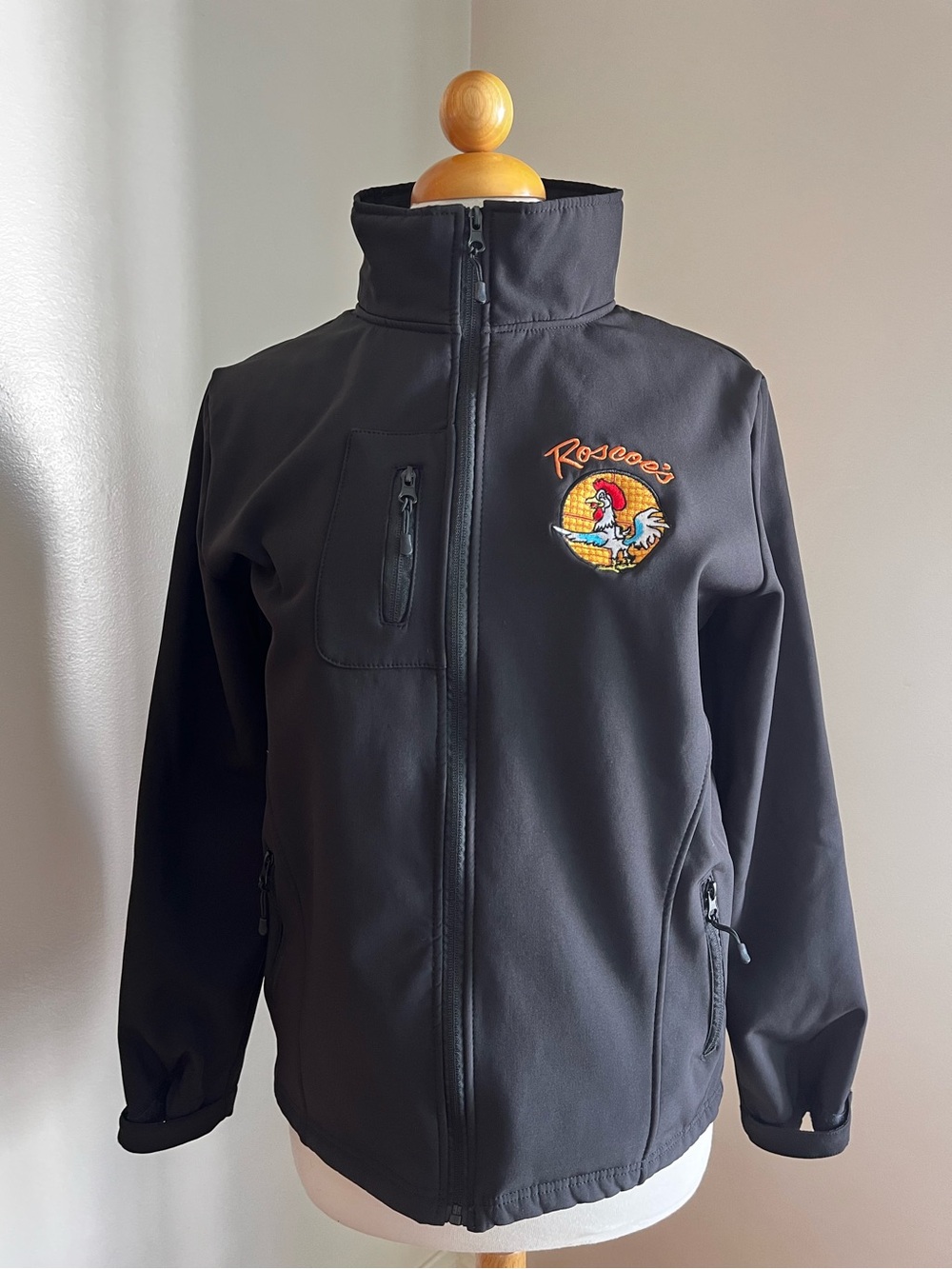 Roscoe’s soft shell zip up with embroidered logo